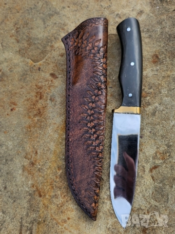 Ръчно изработен нож Черен Текстолит , снимка 2 - Ножове - 52322800