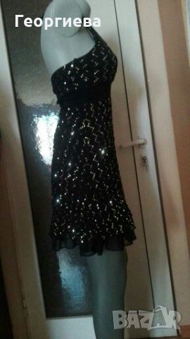 Луксозна черна рокля, на сребристи точки👗🌹 XS,S, S/M👗🌹арт.593, снимка 6 - Рокли - 29598055