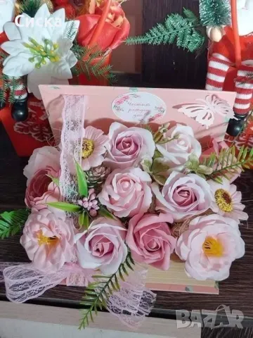 Разнооблазие на кутия книга" със сапунени цветя подходящ подарък за всеки повод, снимка 5 - Подаръци за жени - 40950959