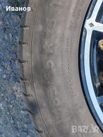  Единична алуминиева джанта 15" 4x100 с лятна гума Continental 185/65 R15, снимка 10 - Гуми и джанти - 55818078