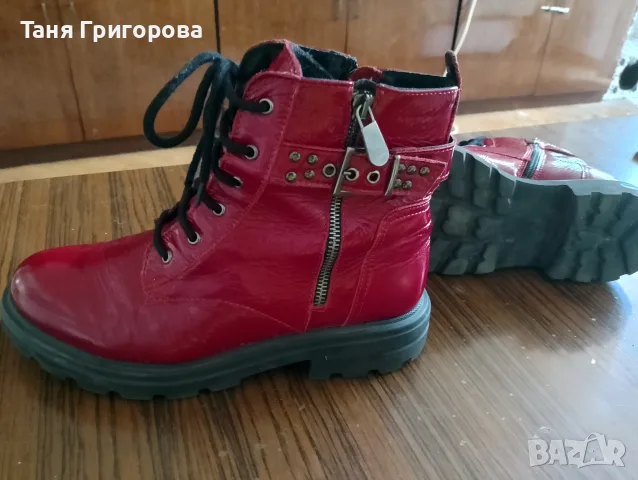 Тъмночервени дамски боти естествен лак, снимка 6 - Дамски боти - 56040172