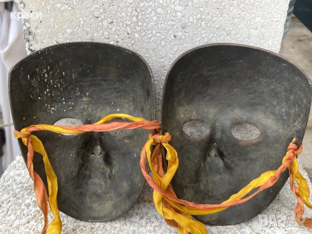 Сет от две Стари бронзови маски 1970г, снимка 4 - Други ценни предмети - 42855342
