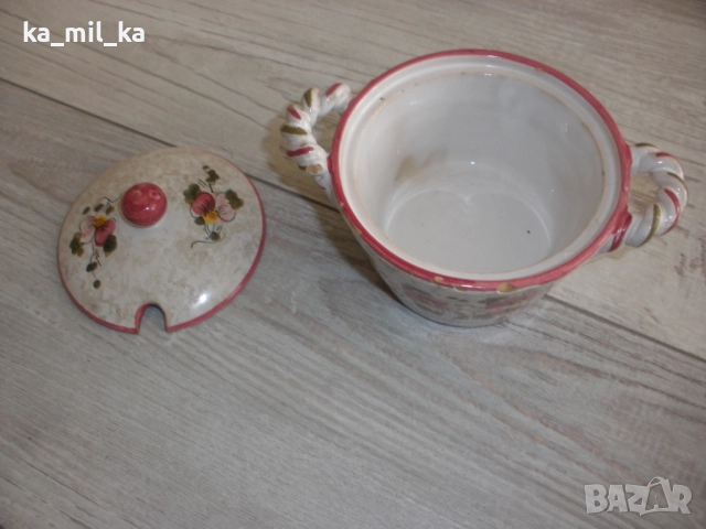 Захарница, глазирана керамика, снимка 2 - Сервизи - 52916009