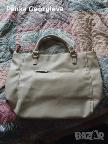 Бежово вис-34,шир-34,дъно-15 см- нова, снимка 3 - Чанти - 49712500