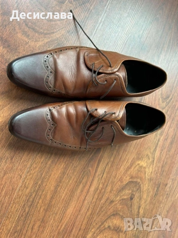 Мъжки кожени обувки, естествена кожа , 45 номер, снимка 2 - Официални обувки - 52220759