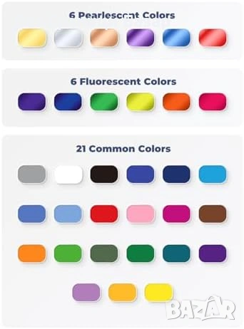 Нов Бои за аерограф Oasser 33 цвята за платно дърво текстил моделизъм и art + 3 разредителя, снимка 3 - Други - 54131066