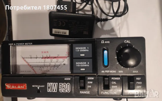 КСВ метър Midland KW520, PWR-SWR Meter, 5W-20W-200W-400W, 1.8-200MHz, 140-525MHz, снимка 2 - Друга електроника - 49937957