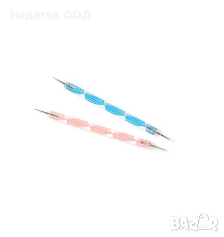 Комплект инструменти за декорация на нокти, 2бр, Розов/ син