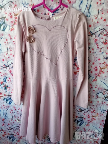 Памучна удобна рокличка с дълъг ръкав за дете размер 146см, снимка 2 - Детски рокли и поли - 52126967