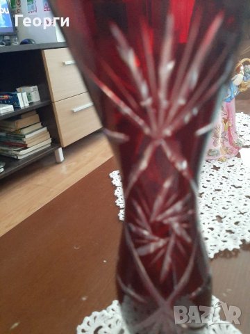 Червен кристал ваза, снимка 2 - Вази - 40423149