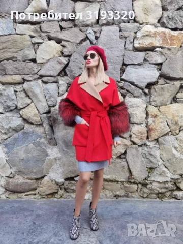 Луксозно палто от Кашмир със богата гарнитура от лисица , снимка 2 - Палта, манта - 51775523