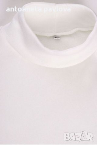 Бяла блуза с  пух на ръкавите, снимка 3 - Блузи с дълъг ръкав и пуловери - 35361462