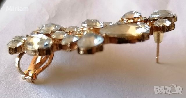 Шикозна обеца за дясно ухо от 9к попълнено злато с австрийски кристали 15 лв. , снимка 8 - Обеци - 7547222