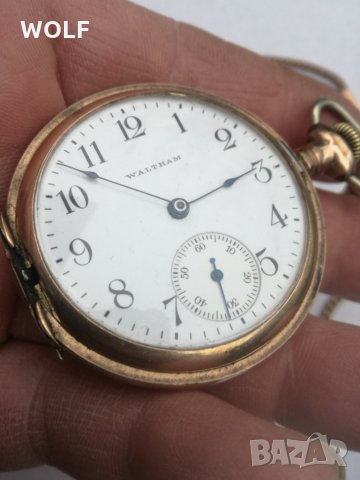  American Waltham USA 15jewels 1915г позлатен маркиран джобен часовник, снимка 2 - Антикварни и старинни предмети - 31037880