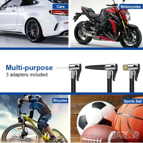 Преносим компресор за помпане на гуми - Type-C, 150PSI, 4000mAh, LED, снимка 11 - Аксесоари за велосипеди - 44894393