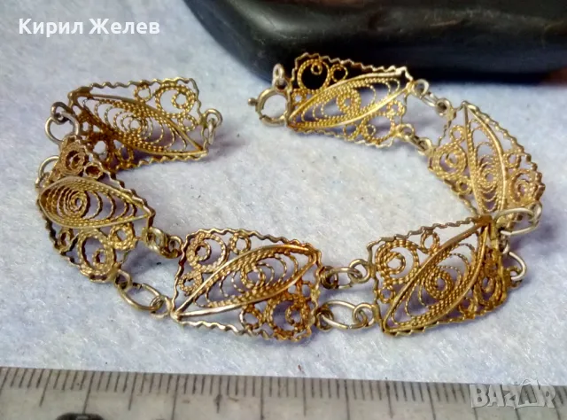 СТАРИННА ПОЗЛАТЕНА ФИЛИГРАННА СРЕБЪРНА ГРИВНА СРЕБРО 925 РЪЧНА МАЙСТОРСКА ФИНА РЕТРО ИЗРАБОТКА 47942