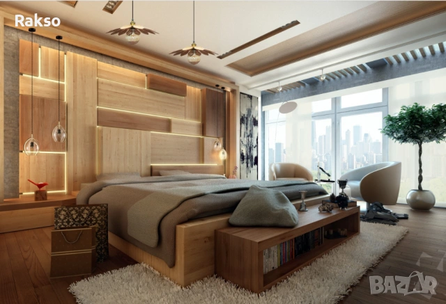 Полилей от дърво. Интериорно осветително тяло за таван ”Лотос”, снимка 6 - Полилеи - 53975172