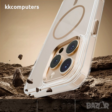 Силиконов кейс bSmart Clear Thin Magsafe, За iPhone 17 Pro (6.3), Златен и Протектор, снимка 5 - Резервни части за телефони - 52490932