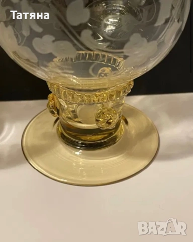 10 Кристални чаши за вино. Германия 1960-70, Theresienthal, Россия ръчна  изработка, кехлибарен цвят, снимка 8 - Чаши - 53135595