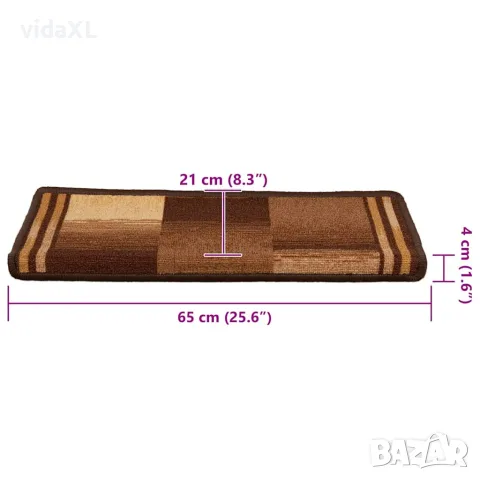 vidaXL Самозалепващи стелки за стълби, 5 бр, 65x21x4 см, кафяви, снимка 8 - Изтривалки - 56146117