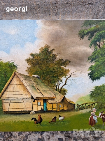 Авторска картина маслени бои върху платно селски пейзаж, снимка 4 - Картини - 54017474