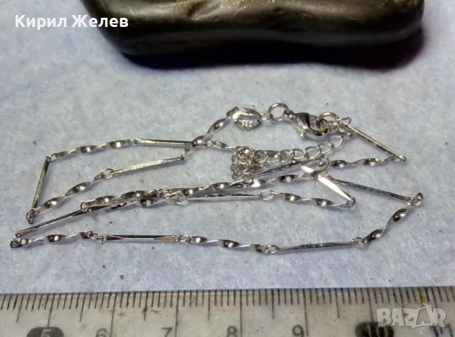 НЕЖНО ПОСРЕБРЕНО БРОНЗОВО КОЛИЕ с ПЕЧАТ 925 ФИНА БИЖУТЕРСКА ВИНТИДЖ АРТ ИЗРАБОТКА 44805