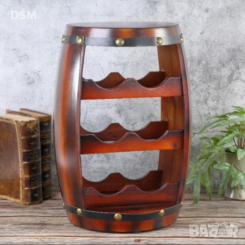 Нова Поставка За 6бр Бутилки Вино  - Бъчва - Дървена Маса 40см, снимка 2 - Маси - 44551226