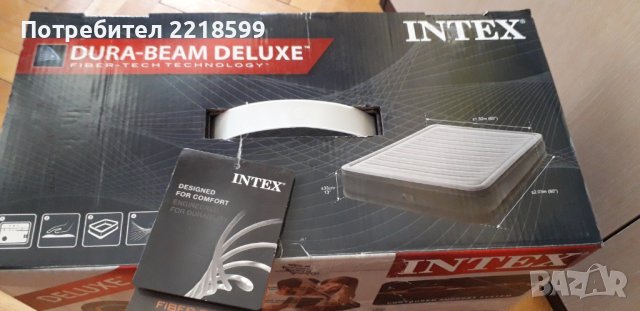 Надуваем матрак Intex152 x 203 x 33 Dura Beam Deluxe Queen Comfort , снимка 2 - Матраци - 42897894