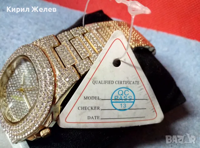 ПРЕКРАСЕН ПОЗЛАТЕН ДАМСКИ КВАРЦОВ ЧАСОВНИК с ИСКРЯЩИ ФАСЕТИРАНИ КРИСТАЛИ и СЕРТИФИКАТ 44071, снимка 15 - Дамски - 47708731