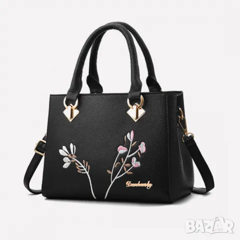 Дамска чанта Flowers Black, снимка 9 - Чанти - 47924939