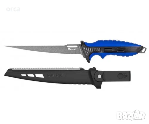 Твърд нож за филетиране Mustad 9" Stiff 4116 – полирано острие, кания