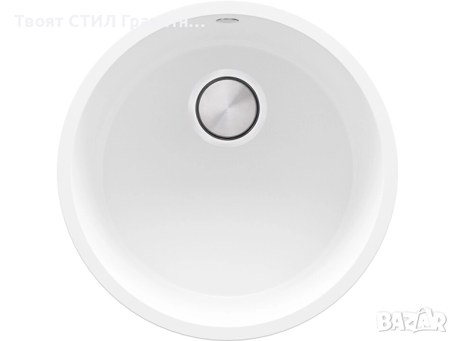 Бяла кръгла кухненска мивка за вграждане под плот Валета 50 460x460 мм, снимка 7 - Мивки - 51918566