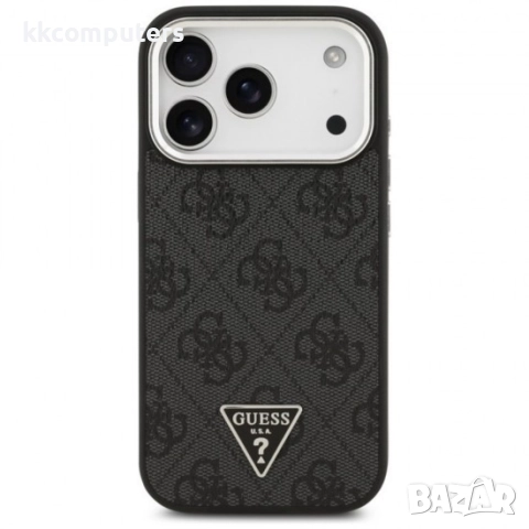 Оригинален кейс Guess 4G Triangle Metal Logo MagSafe, За iPhone 17 Pro Max (6.9), Черен, снимка 4 - Резервни части за телефони - 51825687