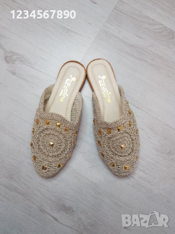 New 2023 бежови плетени чехли 