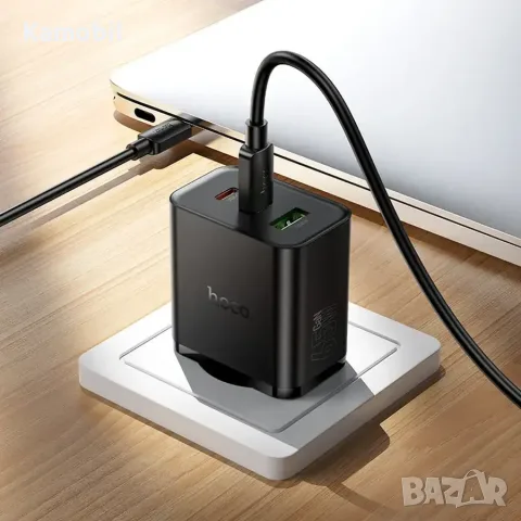 Зарядно Hoco N75 GAN 65W Type C/Type C USB, снимка 3 - Оригинални зарядни - 56532505