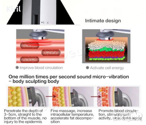 Ултразвуков Антицелулитен Масажор 3 в 1 EMS, снимка 5 - Масажори - 31180095