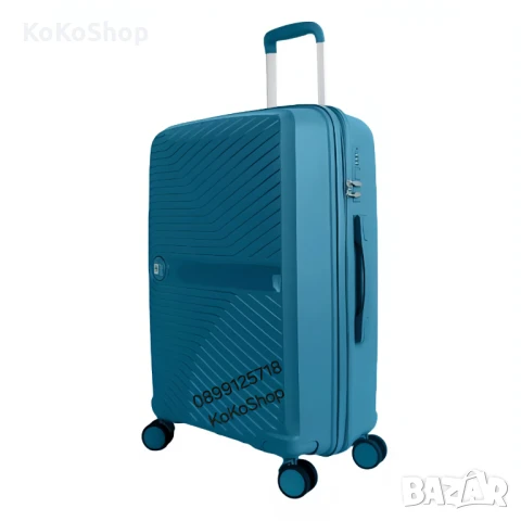 Куфар на колелца-48x28,5x75,5 см./син куфар на колелца, снимка 2 - Куфари - 50644582