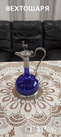 Гарафа Кана Декантер Кобалтово Стъкло , снимка 2 - Антикварни и старинни предмети - 38470835