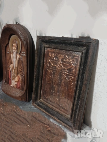 ПРОМО-2 големи икони-медна Разпятие Христово и дървена ръчно рисувана-Св.Иван Рилски 37/23, снимка 2 - Икони - 53998835