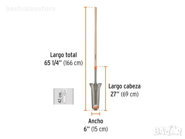 Лопата Truper За Засаждане С Дървена Дръжка 166см, снимка 2 - Градински инструменти - 42765955
