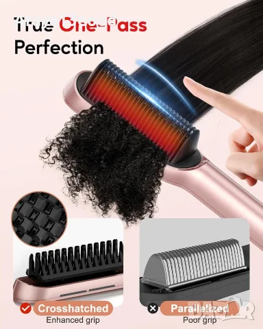 Terviiix Hair Straightener Brush – Йонна четка за изправяне на коса, 14 температури, 230°C, снимка 2 - Друга електроника - 55750758