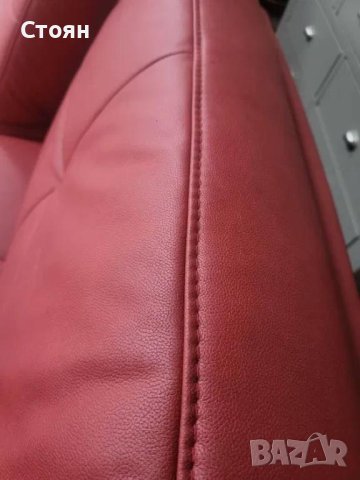 Червен кожен П образен ъглов диван ZE-EM21063 с функция сън, снимка 4 - Дивани и мека мебел - 44215938