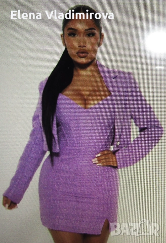 FASHION NOVA Комплект От Туид - Рокля и Сако, снимка 2 - Комплекти - 52485143