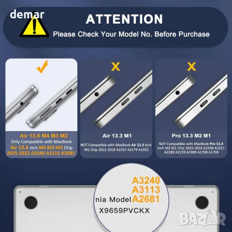 Калъф MOSISO за MacBook Air 13 инча, M4, M3, M2 2025, 2024, 2023, 2022, A3240, A3113, A2681, снимка 2 - Лаптоп аксесоари - 50042791