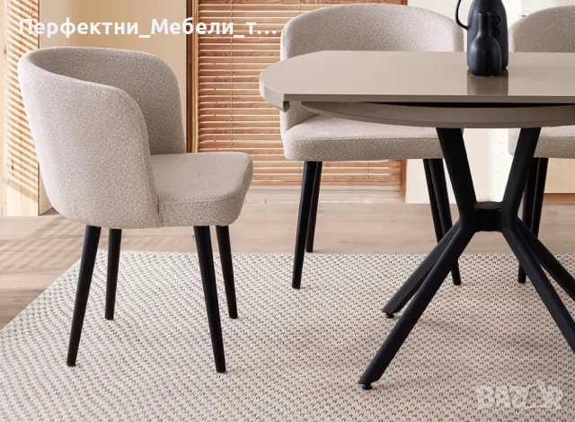 Стилен трапезарен стол,трапезно удобно кресло с дамаска на склад-бежева и жълта дамаска, снимка 2 - Столове - 50303559