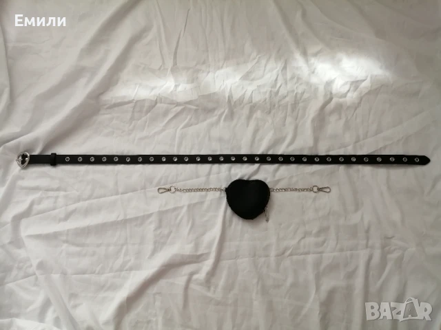 Комплект дамски кожен колан и чантичка сърце , снимка 5 - Колани - 51075547