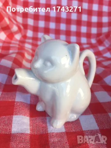 Мини чайник  фигура порцеланово коте, снимка 2 - Статуетки - 47423132