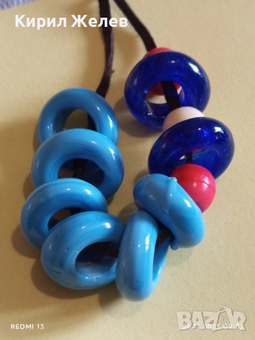 РЪЧНО ИЗРАБОТЕНО КОЛИЕ със СИНИ ПОРЦЕЛАНОВИ МЪНИСТА АРТ БИЖУ 52260, снимка 3 - Колиета, медальони, синджири - 52544950