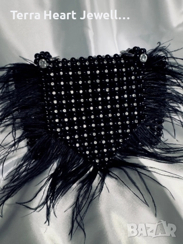 Дамска чанта от перли кристали и пера , снимка 13 - Чанти - 52502138