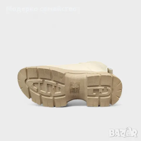 Дамски боти с връзки и цип в бежаво , снимка 3 - Дамски боти - 47507782